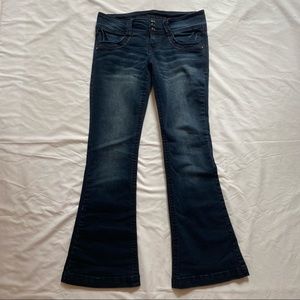 Wallflower Bootcut Flare Low Rise Jeans Dark Wash